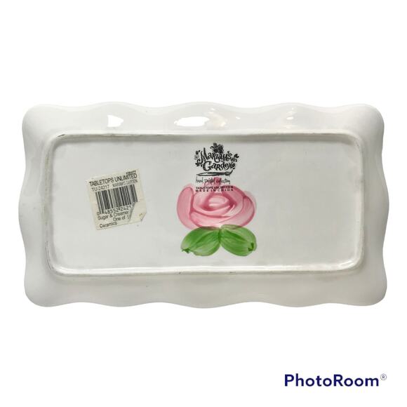 Tabletops Unlimited Mariam's Garden Ceramic Floral Tray For Sugar & Creamer - Picture 3 of 10